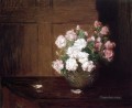 Roses in a Silver Bowl on a Mahogany Table flower still life Julian Alden Weir